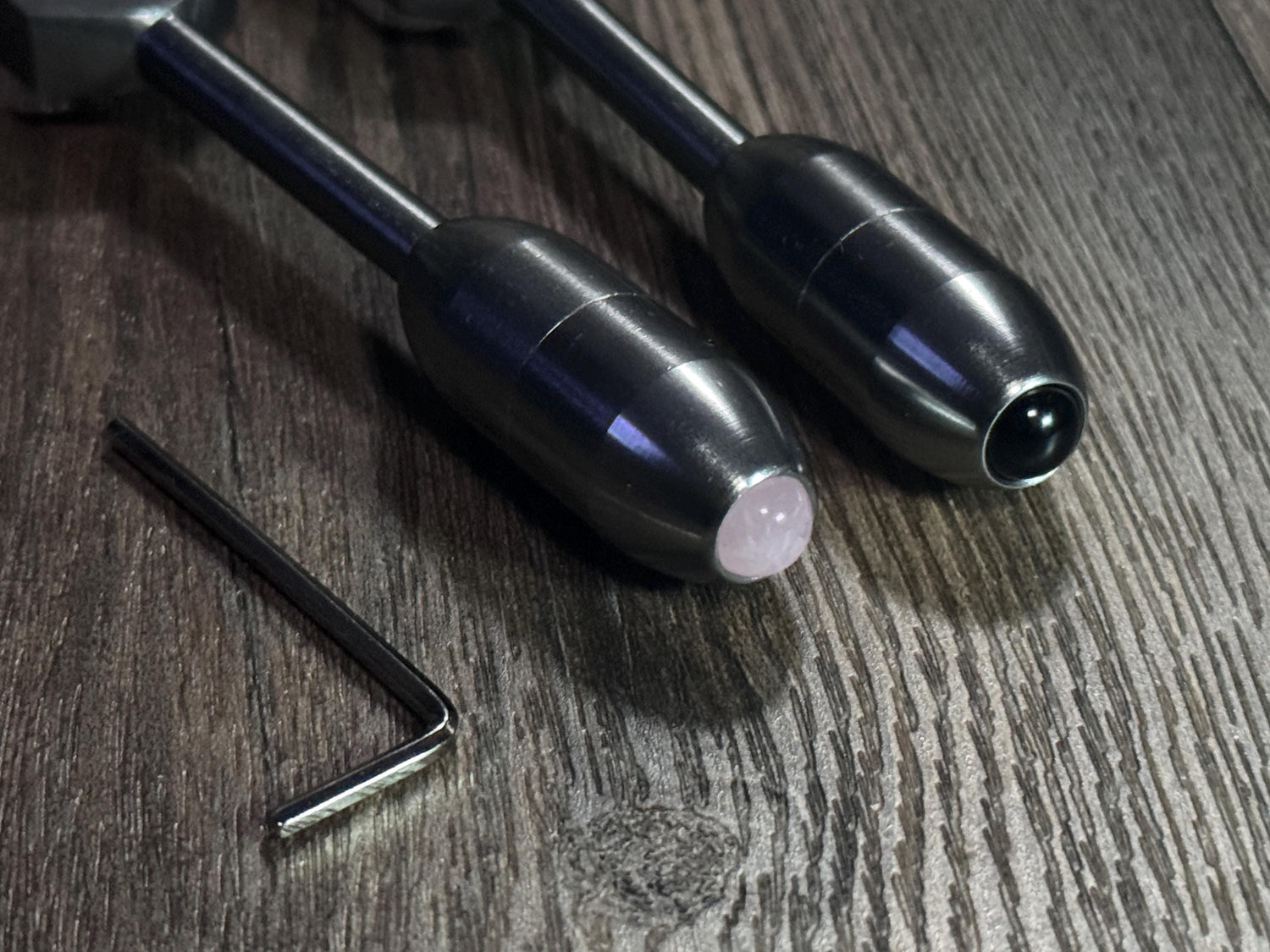 89Hz and 144Hz - Fibonacci, Golden Ration Tuning Fork Set - Gamma Binaural Beat Entrainment - Handle Extender with 10mm Crystal - Gray