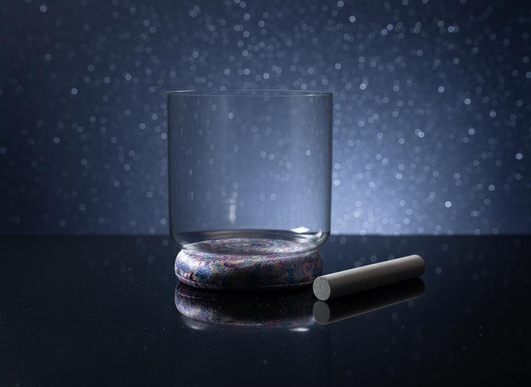 7" Crystal Clear Sound Bowl - 432 Hz Perfect Pitch Clear Quartz Singing Bowl - B-Note, Pink Cushion, Striker, O-Ring, and Padded Carry Case