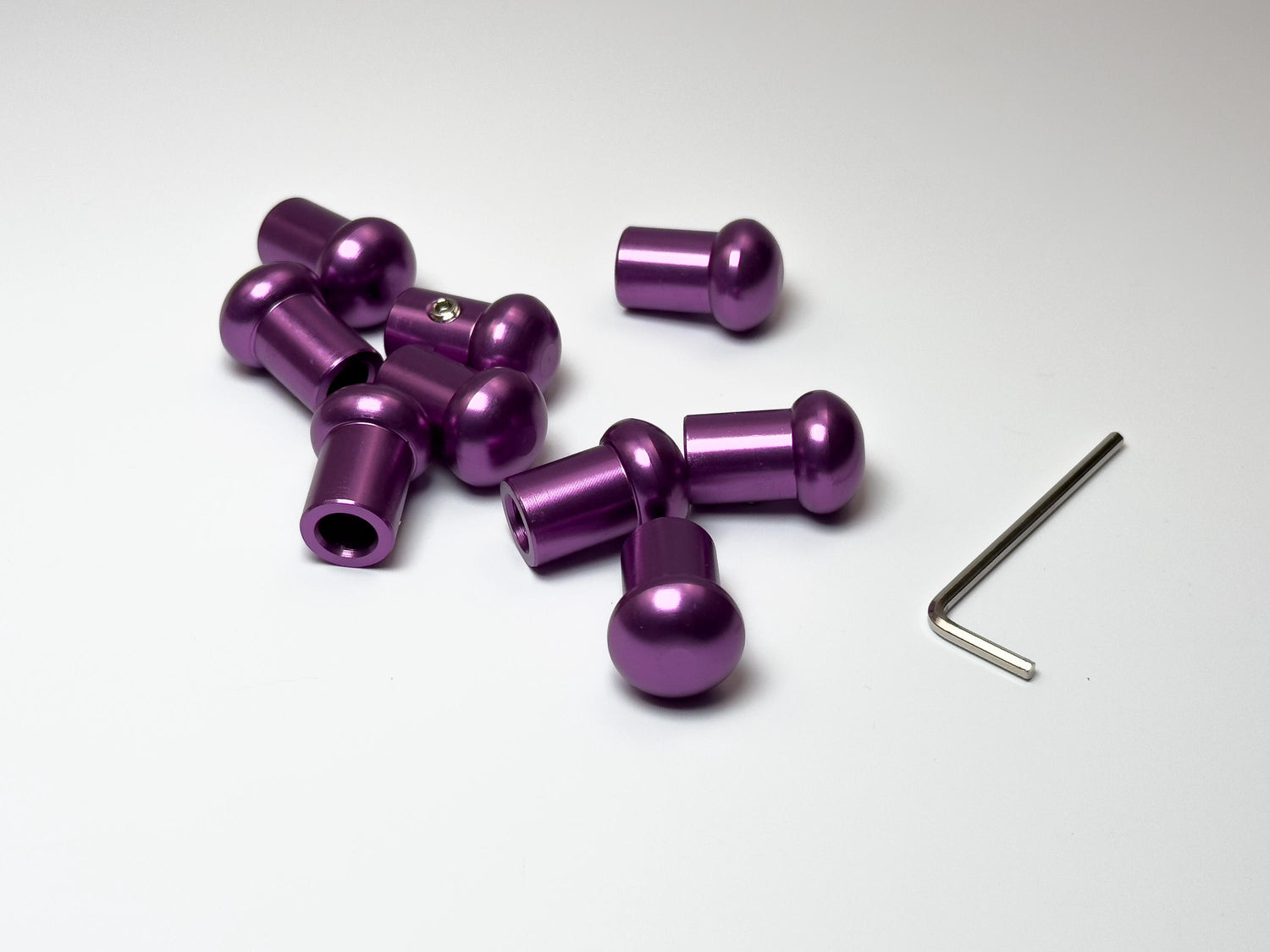 Myriad Melodies' Professionally Tuned .25 Secret Solfeggio - Classic 9pc Set - Chakra Printed Engrams, Attenuator Beads - Purple