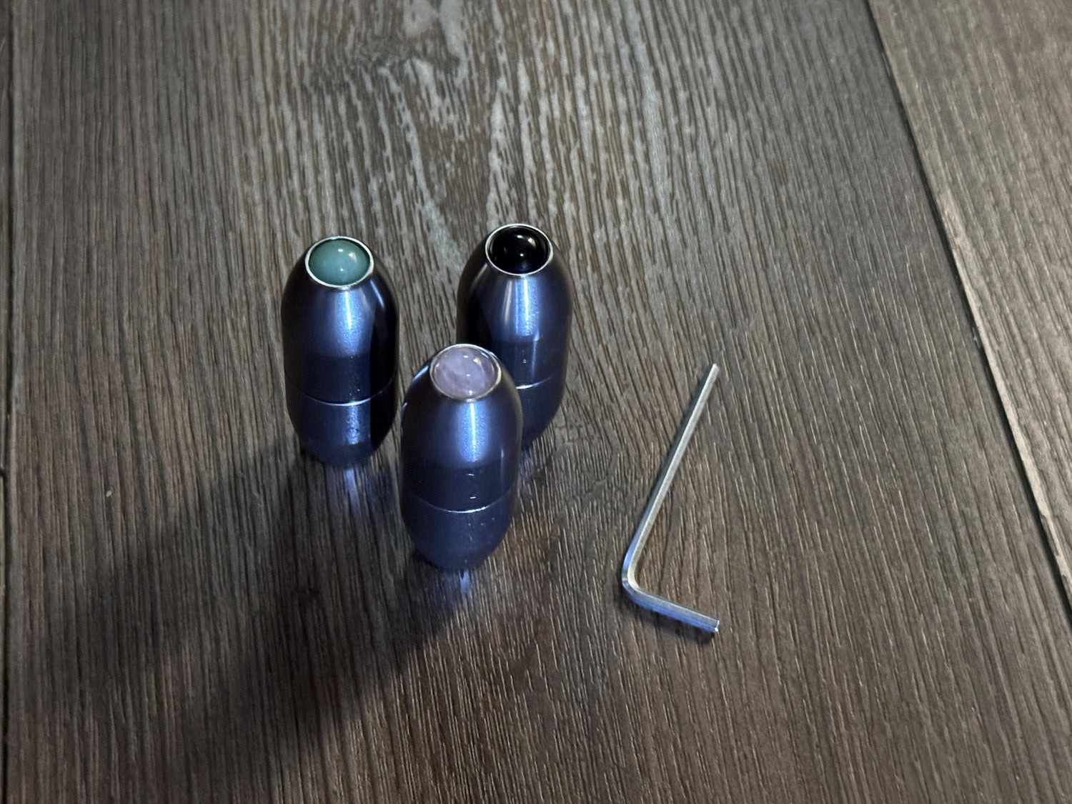 Earthy Gray and Matte Gray Single, 2-Pack, 3-Pack - Crystal Handle Extender for Tuning Forks - Rose Quartz, Black Onyx, Green Aventurine