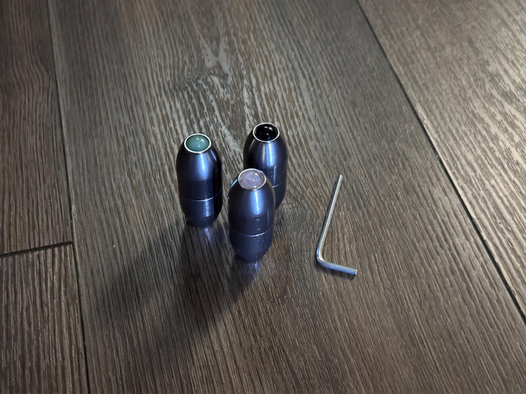 Earthy Gray and Matte Gray Single, 2-Pack, 3-Pack - Crystal Handle Extender for Tuning Forks - Rose Quartz, Black Onyx, Green Aventurine