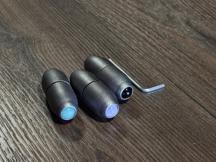 Earthy Gray and Matte Gray Single, 2-Pack, 3-Pack - Crystal Handle Extender for Tuning Forks - Rose Quartz, Black Onyx, Green Aventurine