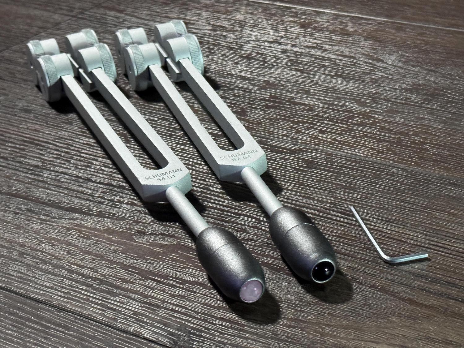 54.81Hz and 62.64Hz Theta Binaural Schumann Set - 7.83Hz Binaural Beat Entrainment - Crystal Attenuator Handle Extender - Matte Silver