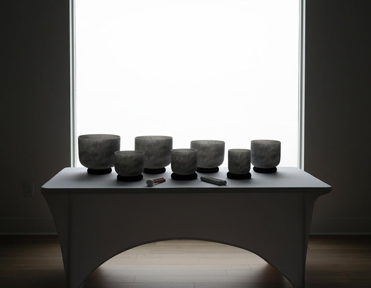 Myriad Melodies' Perfect Pitch 432 Hz Obsidian Gemstone Infused Singing Bowl Set - 2 Cases, Cushions, O-Rings, 2 Mallets 2, Suede Strikers