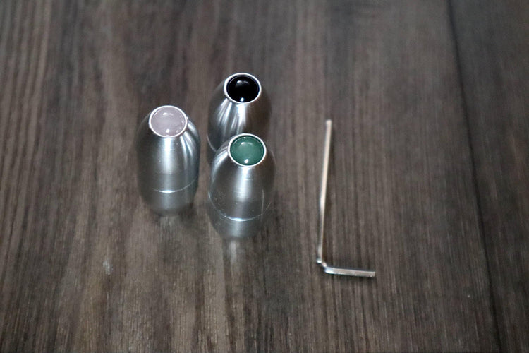 Single, 2-Pack, 3-Pack - Crystal Massage Attenuator Handle for Tuning Forks - Rose Quartz, Black Onyx - Meridian Lines, Massage, Biofield