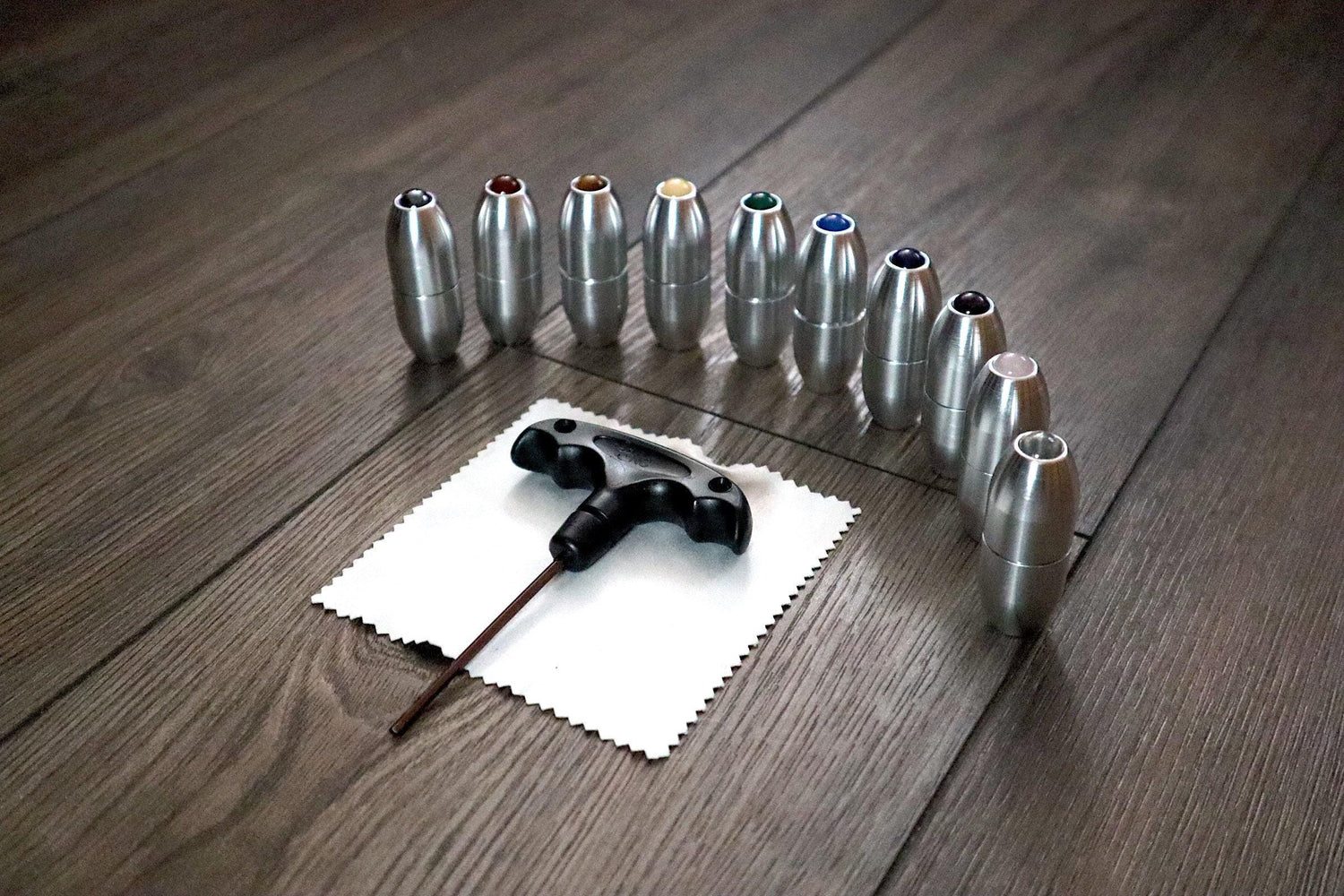 10pc Set Gold Or Silver- Crystal Massage Attenuator Handle for Tuning Forks - Full 10pc Set - 10mm Sphere, Meridian Lines, Massage, Biofield