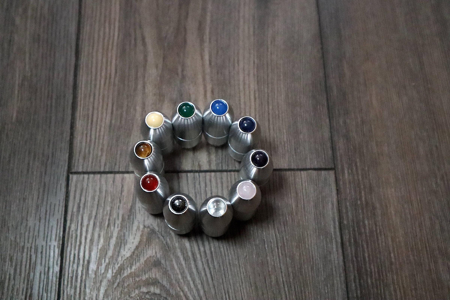 10pc Set Gold Or Silver- Crystal Massage Attenuator Handle for Tuning Forks - Full 10pc Set - 10mm Sphere, Meridian Lines, Massage, Biofield