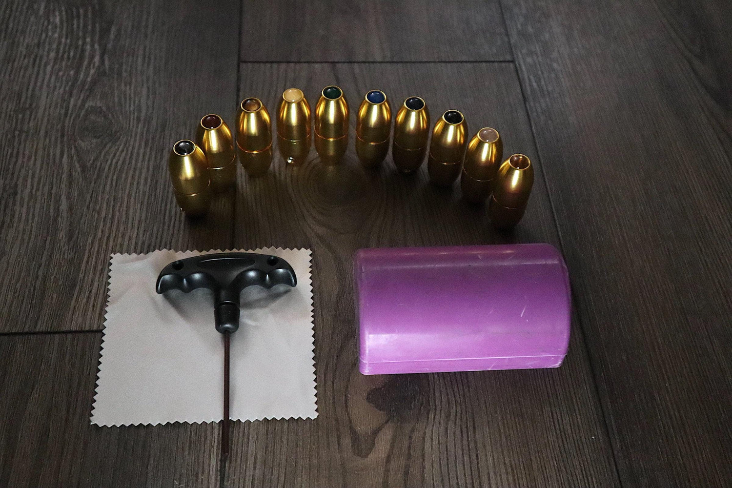 10pc Set Gold Or Silver- Crystal Massage Attenuator Handle for Tuning Forks - Full 10pc Set - 10mm Sphere, Meridian Lines, Massage, Biofield