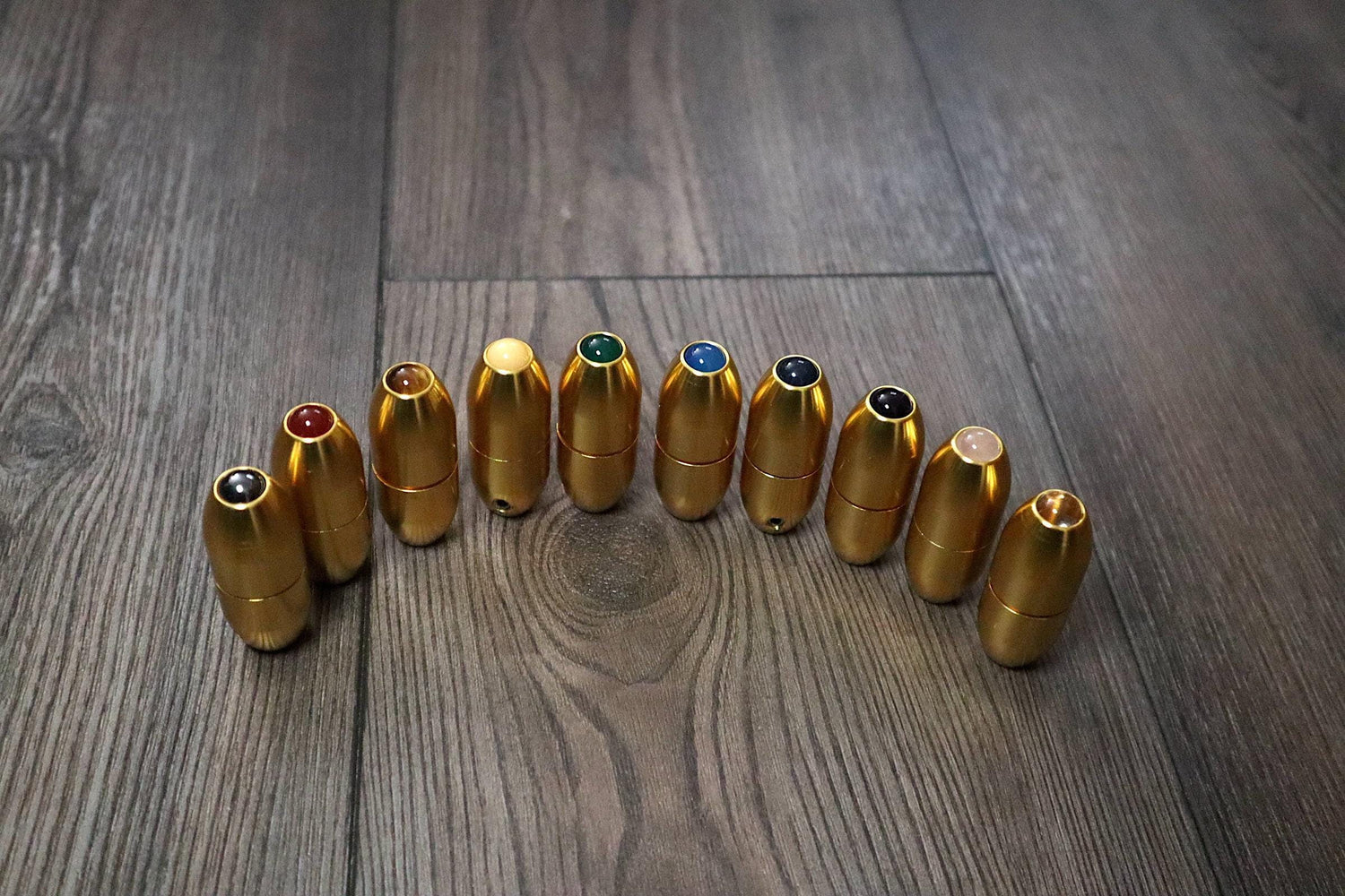 10pc Set Gold Or Silver- Crystal Massage Attenuator Handle for Tuning Forks - Full 10pc Set - 10mm Sphere, Meridian Lines, Massage, Biofield