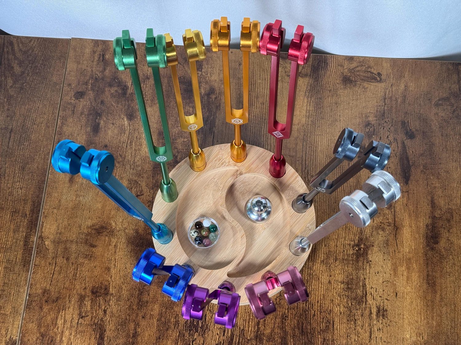 10pc Holder for Crystal Massage Attenuator Handle Set - Holds Gemstone Boots with Tuning Forks Attached for Easy Storage and Retrieval