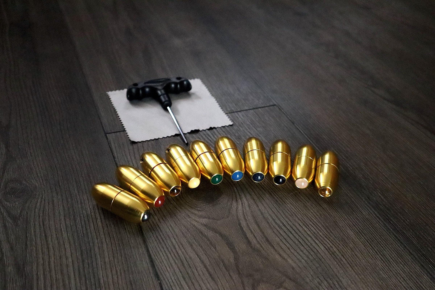 10pc Set Gold Or Silver- Crystal Massage Attenuator Handle for Tuning Forks - Full 10pc Set - 10mm Sphere, Meridian Lines, Massage, Biofield