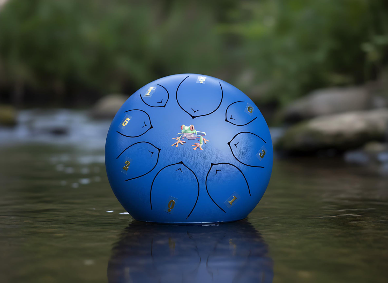 Tree Frog 8" Steel Tongue Drum - Blue F Key - Intuition, Adaptability, and Renewal, Shamanic Drum, Ethereal Drum Vibration, Tank Drum