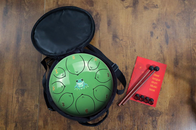 Leaping Frog 8" Steel Tongue Drum - Light Green F Key - Leap of Faith, Journey, Perspective, Shamanic Drum, Ethereal Vibration, Tank Drum
