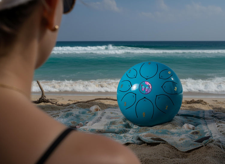 Cosmic Butterfly 8" Steel Tongue Drum - Light Blue F Key - Release, Renewal, and Emergence, Shamanic Drum, Ethereal Vibration, Tank Drum