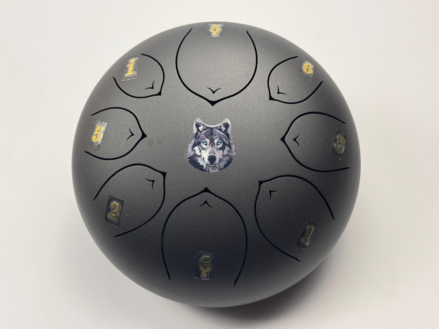 Spirit Wolf 8" Steel Tongue Drum - Black F Key - Spirit Animal, Instinct, Strength, Shamanic Drum, Ethereal Vibration, Tank Drum