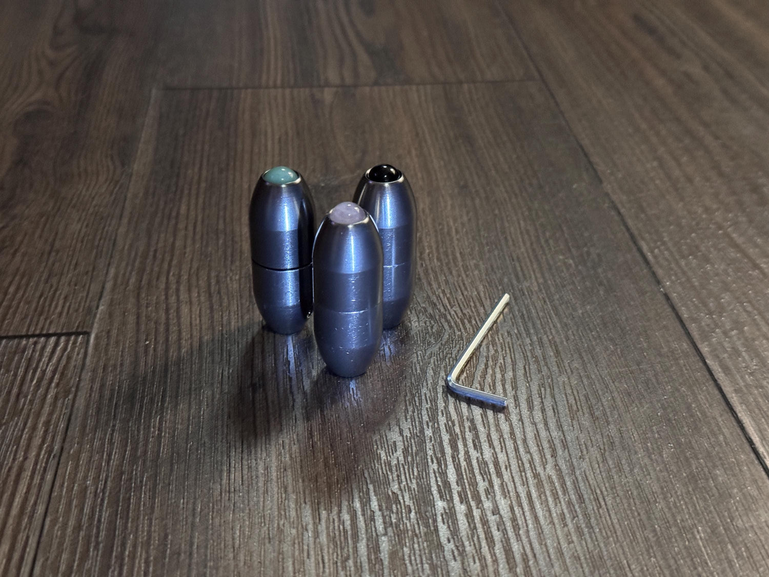 Earthy Gray and Matte Gray Single, 2-Pack, 3-Pack - Crystal Handle Extender for Tuning Forks - Rose Quartz, Black Onyx, Green Aventurine