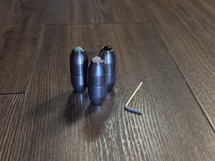 Earthy Gray and Matte Gray Single, 2-Pack, 3-Pack - Crystal Handle Extender for Tuning Forks - Rose Quartz, Black Onyx, Green Aventurine