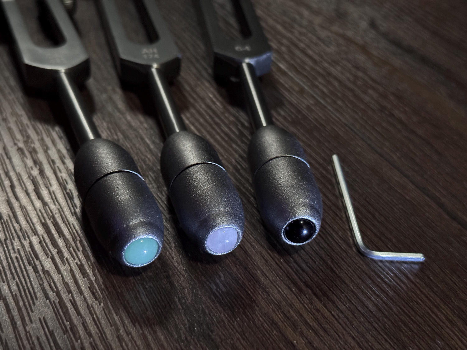 Earthy Gray and Matte Gray Single, 2-Pack, 3-Pack - Crystal Handle Extender for Tuning Forks - Rose Quartz, Black Onyx, Green Aventurine