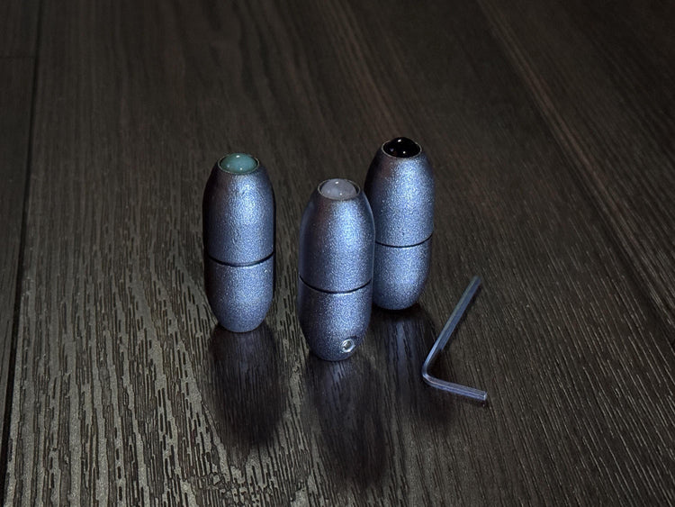 Earthy Gray and Matte Gray Single, 2-Pack, 3-Pack - Crystal Handle Extender for Tuning Forks - Rose Quartz, Black Onyx, Green Aventurine