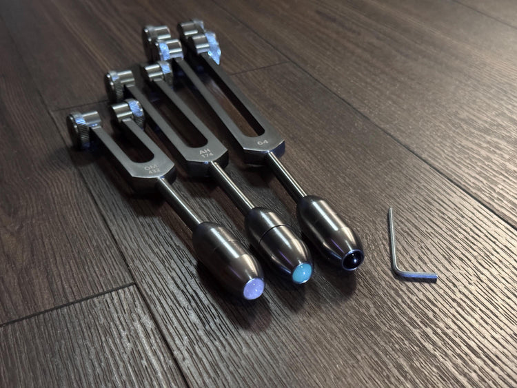 Earthy Gray and Matte Gray Single, 2-Pack, 3-Pack - Crystal Handle Extender for Tuning Forks - Rose Quartz, Black Onyx, Green Aventurine