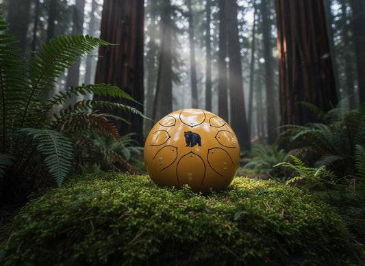 Sacred Bear 8" Steel Tongue Drum - Golden F Key - Intuition, Adaptability, Quiet Power, Shamanic Drum, Ethereal Vibration, Tank Drum