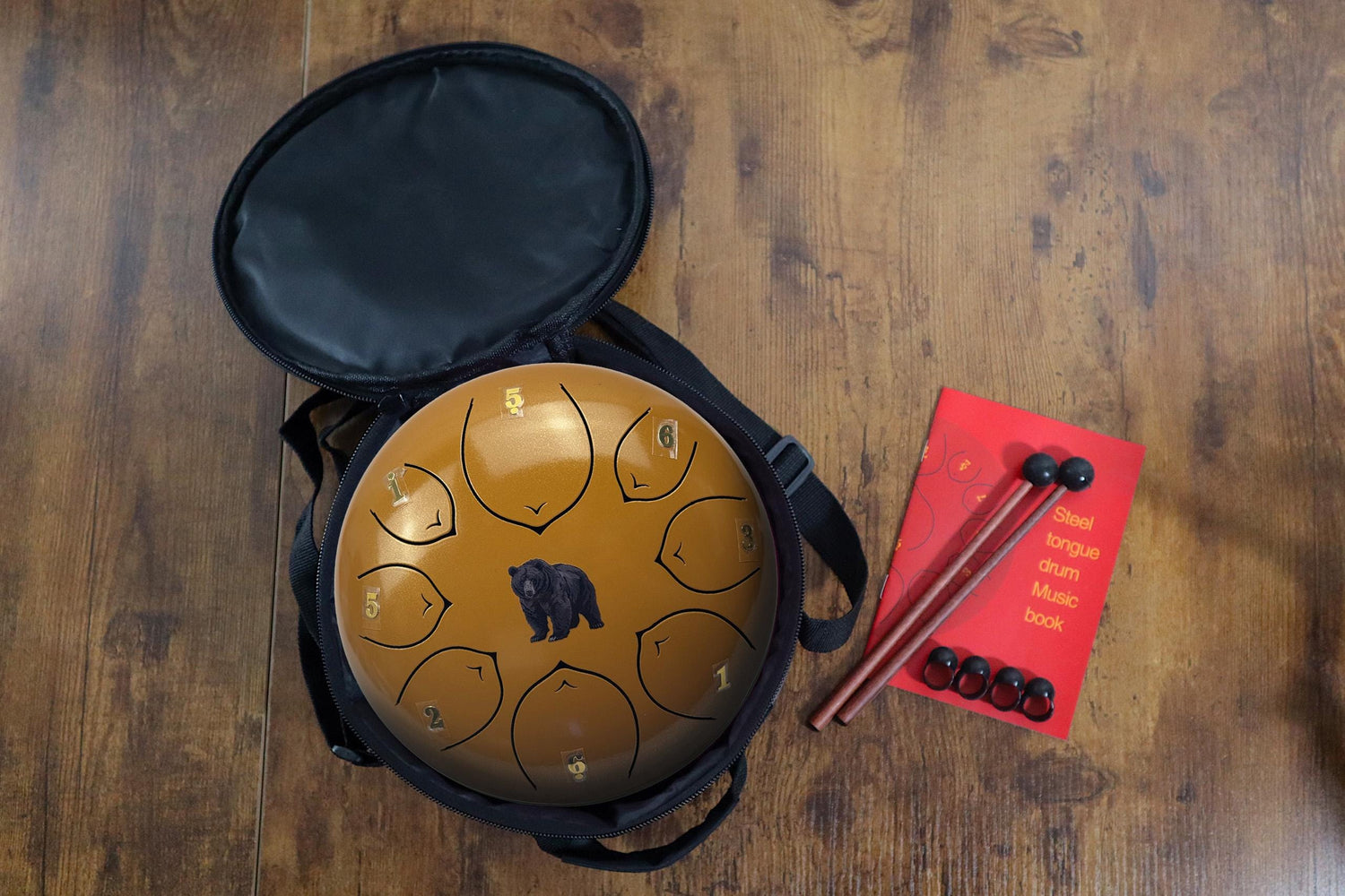 Sacred Bear 8" Steel Tongue Drum - Golden F Key - Intuition, Adaptability, Quiet Power, Shamanic Drum, Ethereal Vibration, Tank Drum
