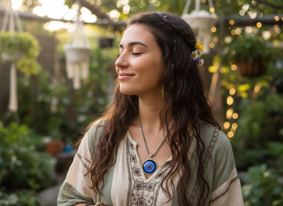 Third Eye Vision Mystical Beauty Charm Necklace: Unique Gift For Him or Her, Spiritual Symbols