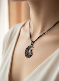 Crescent Moon Cat Mystical Beauty Charm Necklace: Unique Gift For Him or Her, Spiritual Symbols