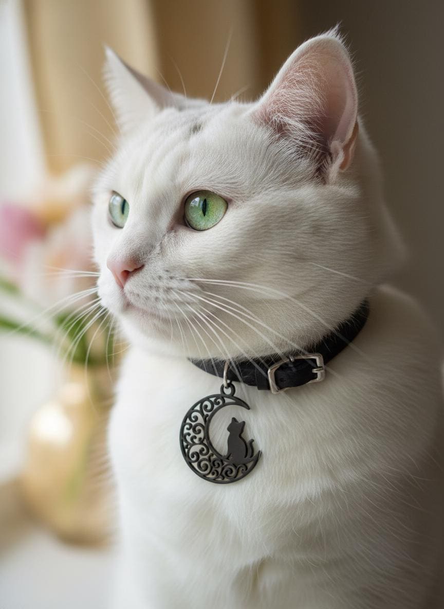 Crescent Moon Cat Mystical Beauty Charm Necklace: Unique Gift For Him or Her, Spiritual Symbols