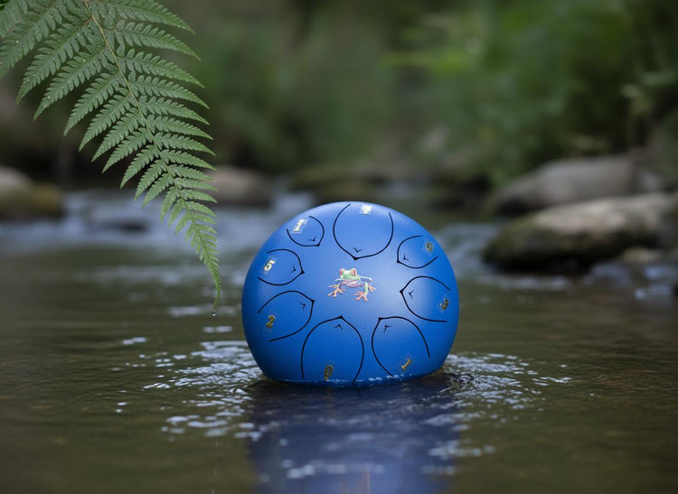 Tree Frog 8" Steel Tongue Drum - Blue F Key - Intuition, Adaptability, and Renewal, Shamanic Drum, Ethereal Drum Vibration, Tank Drum