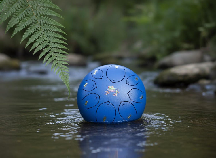 Tree Frog 8" Steel Tongue Drum - Blue F Key - Intuition, Adaptability, and Renewal, Shamanic Drum, Ethereal Drum Vibration, Tank Drum