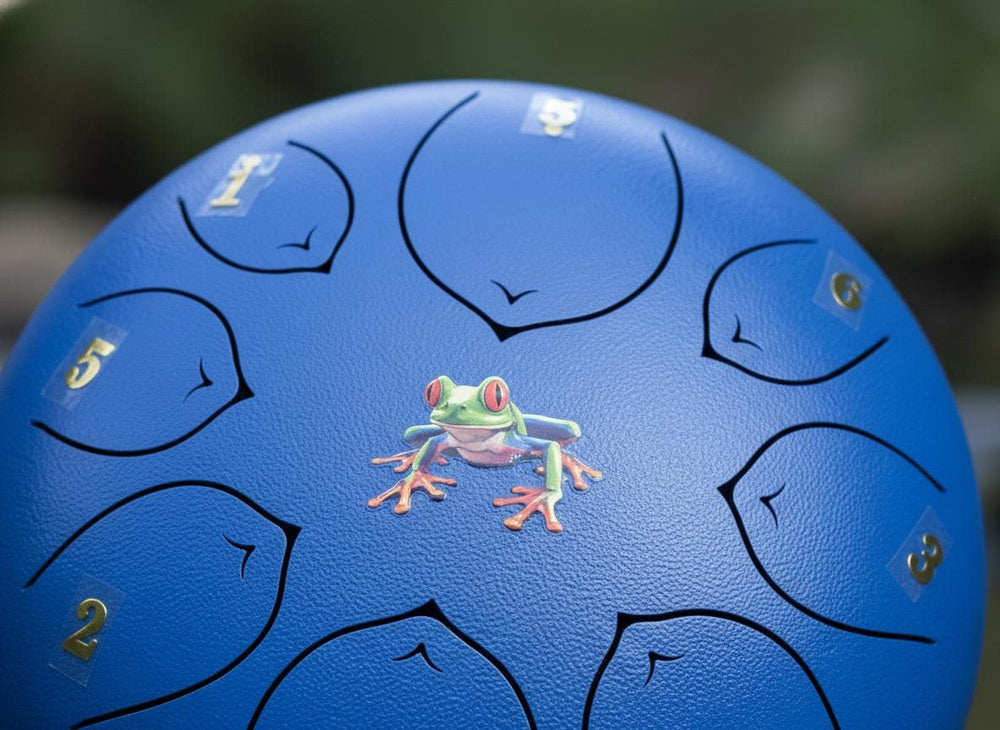 Tree Frog 8" Steel Tongue Drum - Blue F Key - Intuition, Adaptability, and Renewal, Shamanic Drum, Ethereal Drum Vibration, Tank Drum