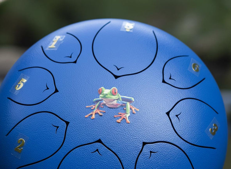 Tree Frog 8" Steel Tongue Drum - Blue F Key - Intuition, Adaptability, and Renewal, Shamanic Drum, Ethereal Drum Vibration, Tank Drum