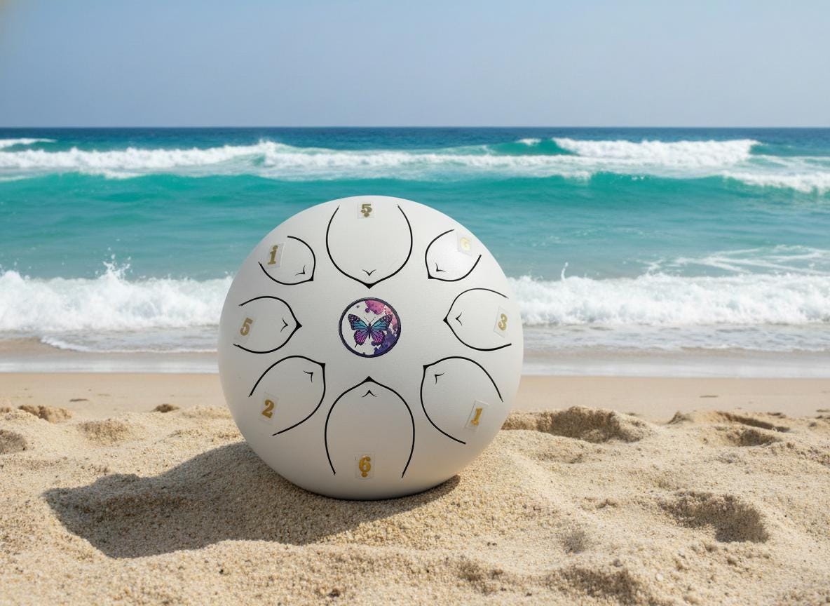 Cosmic Butterfly 8" Steel Tongue Drum - Light Blue F Key - Release, Renewal, and Emergence, Shamanic Drum, Ethereal Vibration, Tank Drum