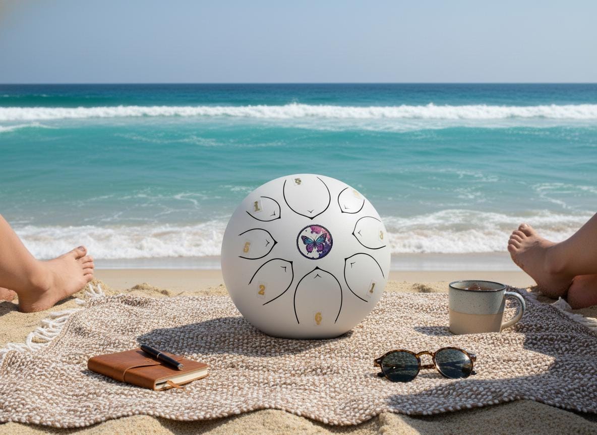 Cosmic Butterfly 8" Steel Tongue Drum - Light Blue F Key - Release, Renewal, and Emergence, Shamanic Drum, Ethereal Vibration, Tank Drum