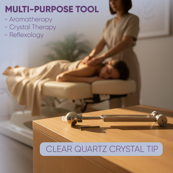 Acupressure Crystal Tip with Essential Oil Application for Tuning Forks - Attachment for Reflexology, Aromatherapy, Cranial Stimulation