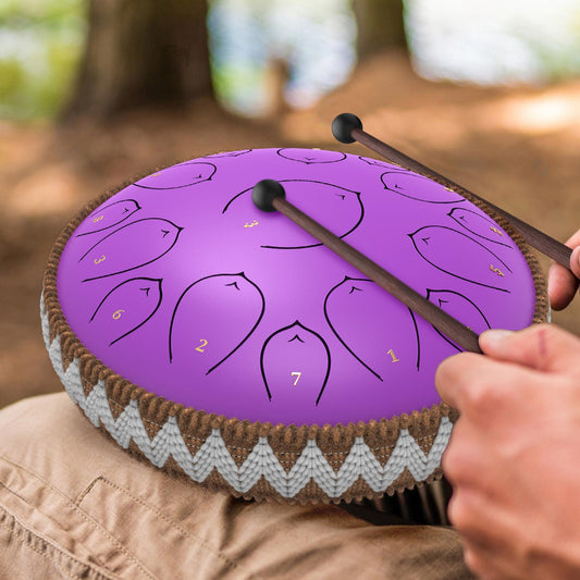 Harmonic Lotus 14" Steel Tongue Drum with Carry Case - 15 Note C Tune