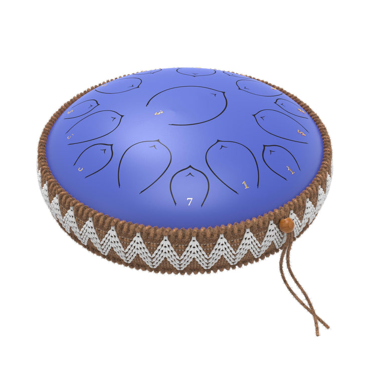 Harmonic Lotus 14" Steel Tongue Drum with Carry Case - 15 Note C Tune