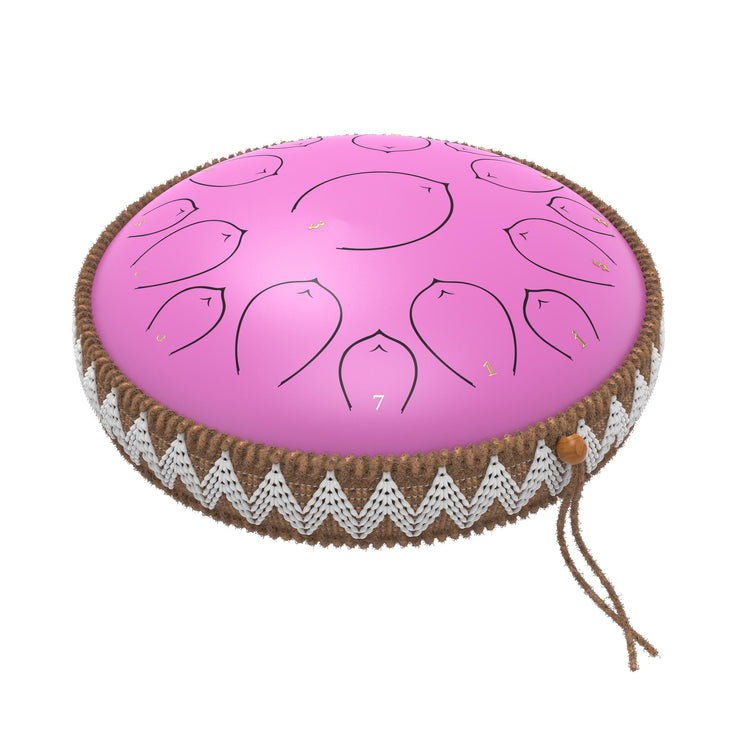 Harmonic Lotus 14" Steel Tongue Drum with Carry Case - 15 Note C Tune