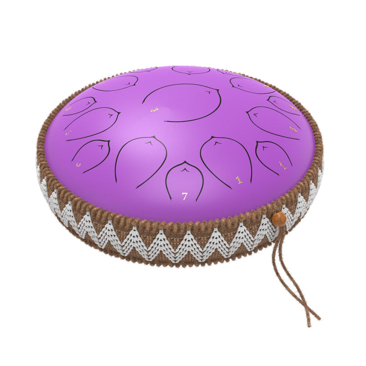 Harmonic Lotus 14" Steel Tongue Drum with Carry Case - 15 Note C Tune