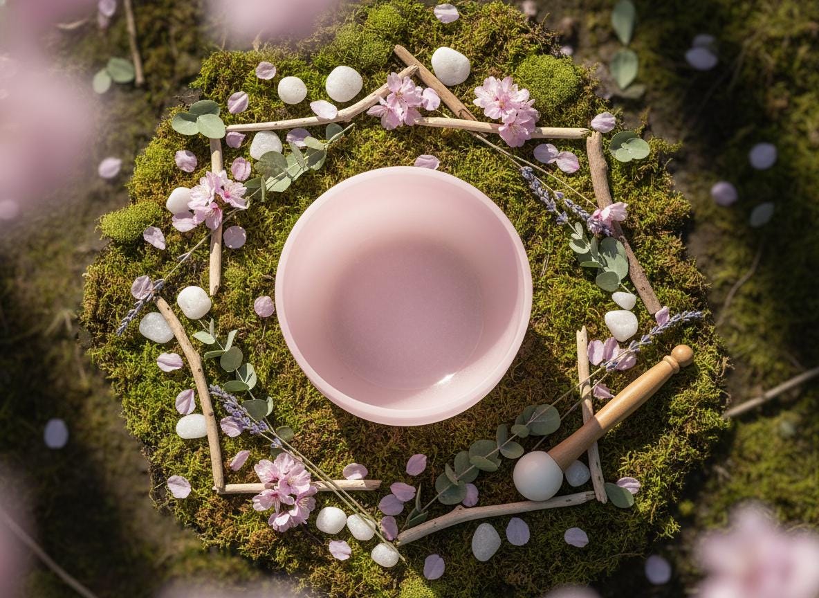 432 Hz 8" High C Pink Root Chakra Singing Bowl and Tuning Fork - Perfect Pitch Sound Bowl with Matching Color Cushion and Light Up Striker