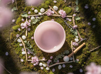 432 Hz 8" High C Pink Root Chakra Singing Bowl and Tuning Fork - Perfect Pitch Sound Bowl with Matching Color Cushion and Light Up Striker