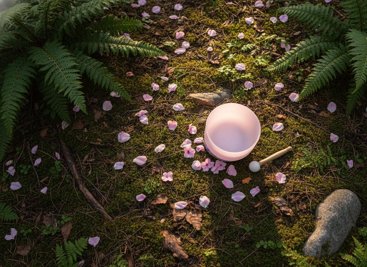 432 Hz 8" High C Pink Root Chakra Singing Bowl and Tuning Fork - Perfect Pitch Sound Bowl with Matching Color Cushion and Light Up Striker