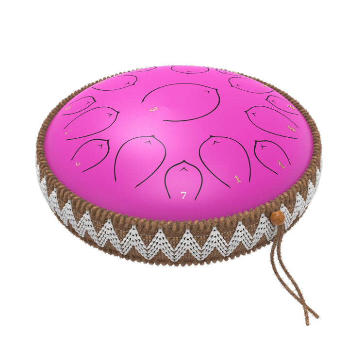 Harmonic Lotus 14" Steel Tongue Drum with Carry Case - 15 Note C Tune