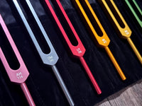 9pc Color Unweighted Set Of All 9 Solfeggio Frequencies - Silver Tuning Forks, Gemstone Boot, Gem Feet, Bio-field, Sound Vibration
