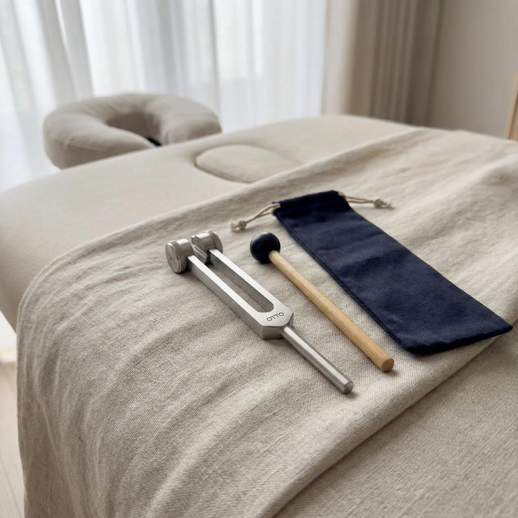 128 Hz OTTO Tuning Fork with Drawstring Pouch and Striker - Osteophonic, Acupressure, Cranial Stimulation