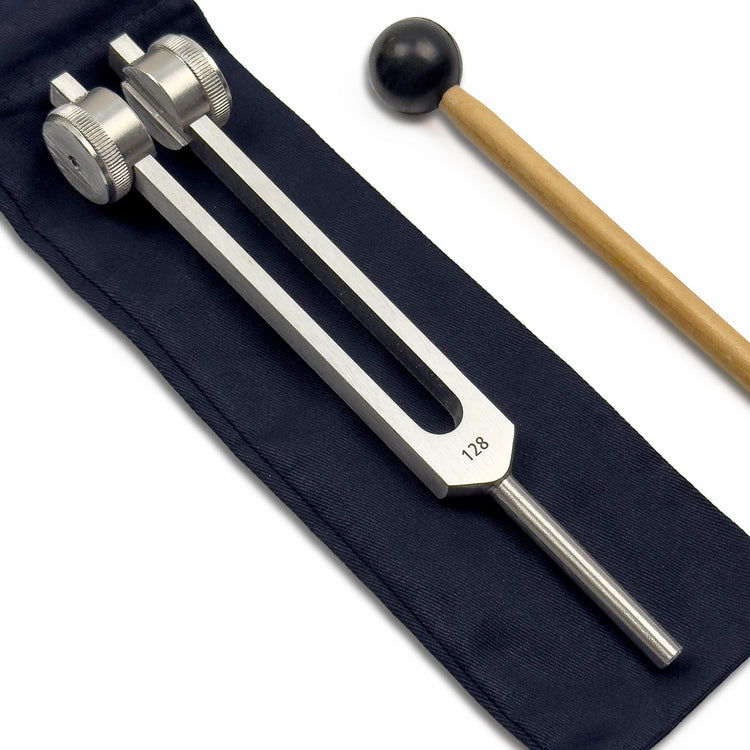 128 Hz OTTO Tuning Fork with Drawstring Pouch and Striker - Osteophonic, Acupressure, Cranial Stimulation
