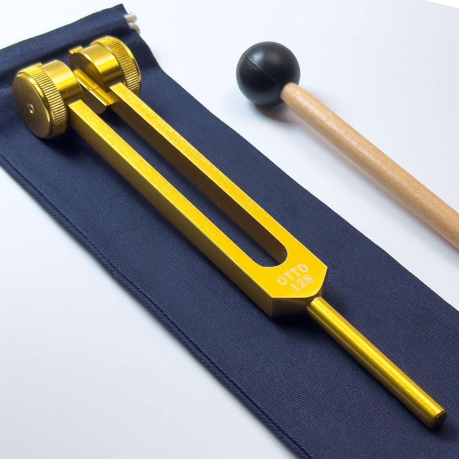128 Hz OTTO Tuning Fork with Drawstring Pouch and Striker - Osteophonic, Acupressure, Cranial Stimulation