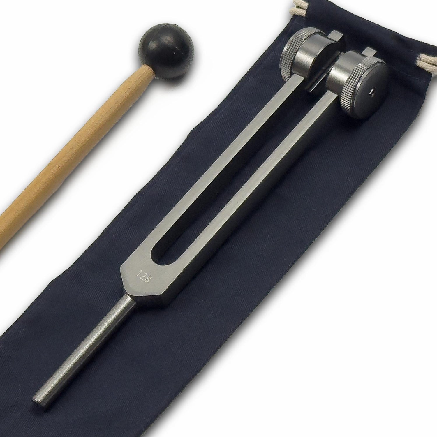 128 Hz OTTO Tuning Fork with Drawstring Pouch and Striker - Osteophonic, Acupressure, Cranial Stimulation