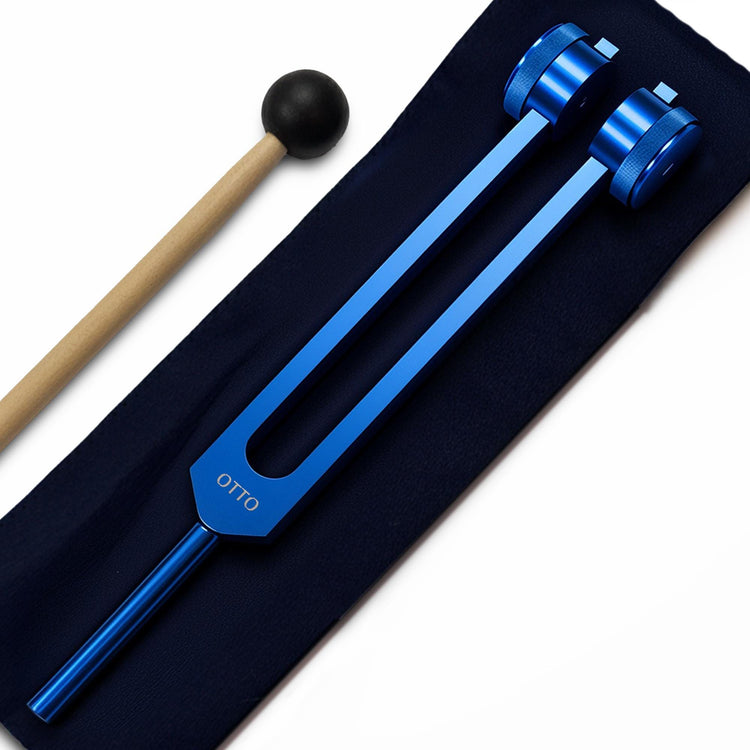 128 Hz OTTO Tuning Fork with Drawstring Pouch and Striker - Osteophonic, Acupressure, Cranial Stimulation